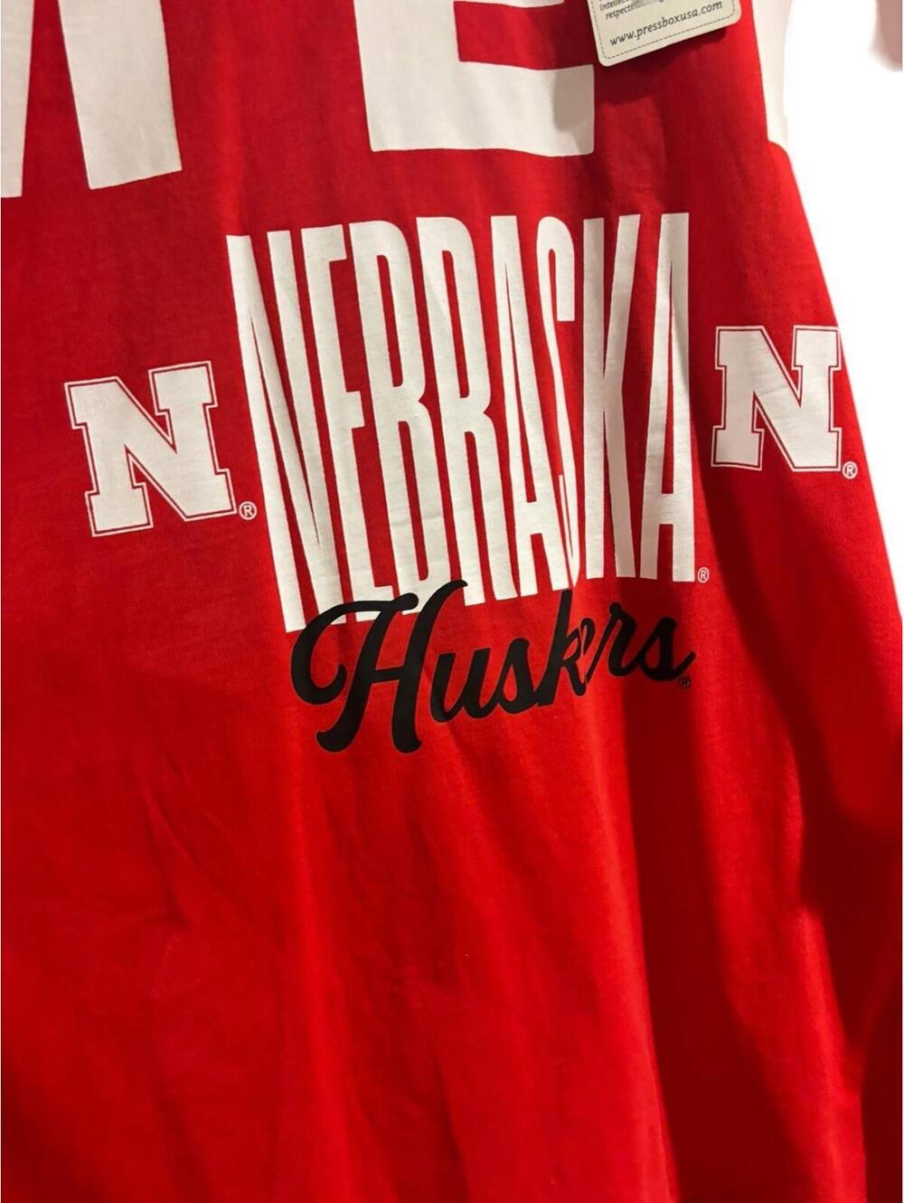 NWT Nebraska Huskers Oversized Long Sleeve Tee Pressbox Red Game Day Shirt OS